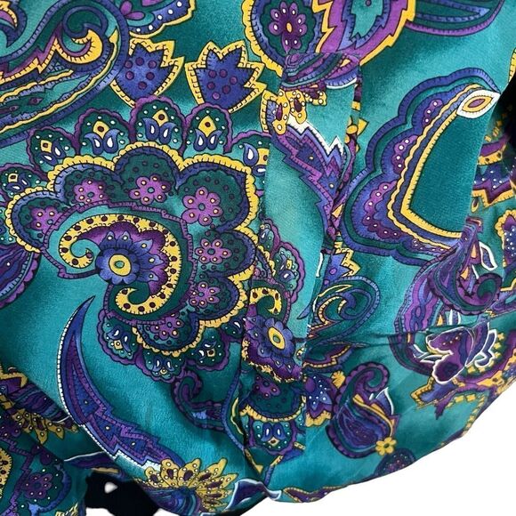 Vintage Spenser Jeremy blue and green silk paisley zip bomber jacket size large - Picture 6 of 13